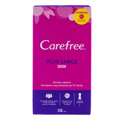 Салфетки carefree plus large fresh ароматизированные, 36 шт в Тианде